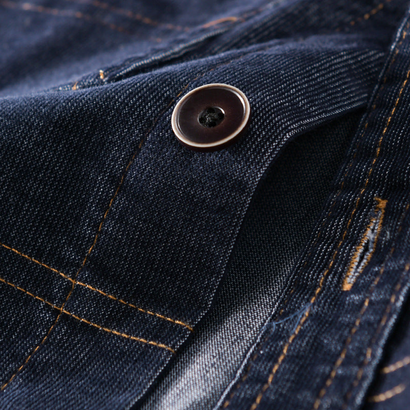 Męski Structured Denim Twill Koszula wierzchnia Kurtka z Large Naszywane kieszenie
