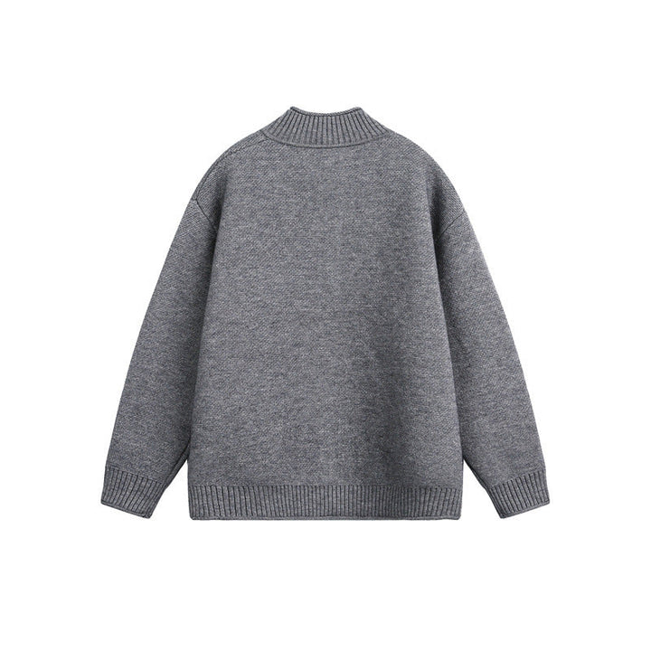Unisex Dzianinowa Zamek Kurtka z Wysoki Prążkowany Kołnierz i Oversize Krój