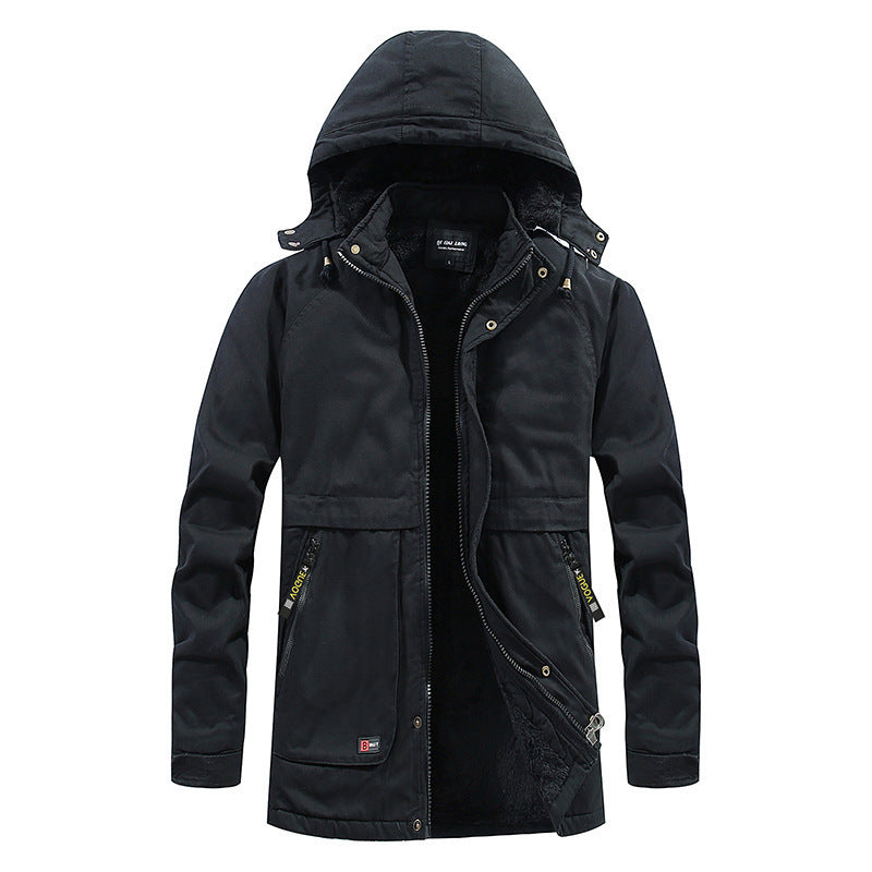 Męski miejski parka w płótno stylizacja z ocieplający polar teddy podszewka i kaptur
