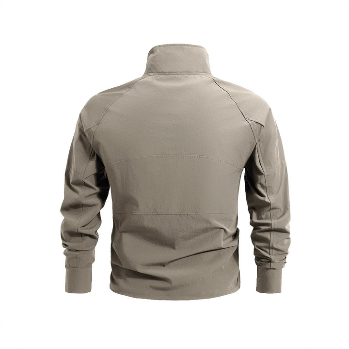 Męska taktyczna krótki zamek outdoor pulower z wysoki Stójka, ukryty zamek, i arm Kieszenie