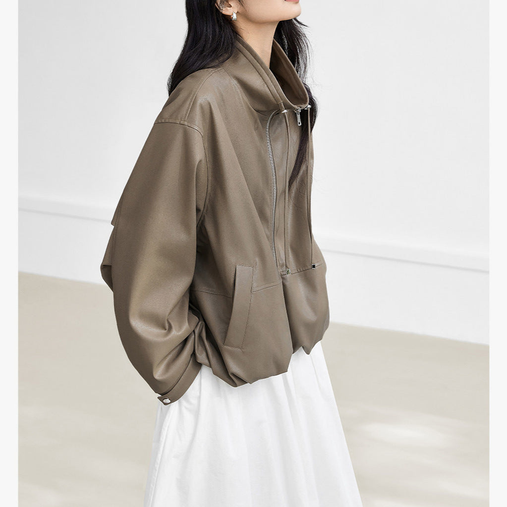Damska Stylish Blouson kurtka z wysokim kołnierzem Lumaza