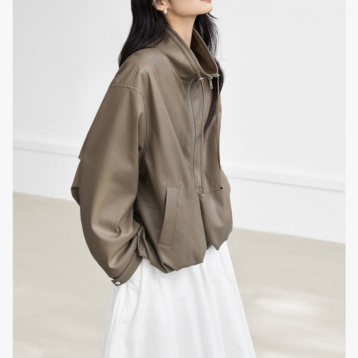 Damska Stylish Blouson kurtka z wysokim kołnierzem Lumaza