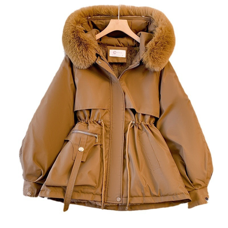 Parka damska ze sztucznym futrem wodoodporna zimowa