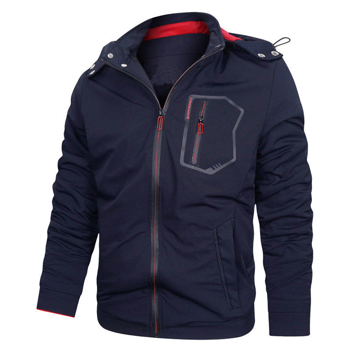 Męska sportowa softshell kurtka z kapturem z wodoodporna membrane, breast kieszeń, i Stójka
