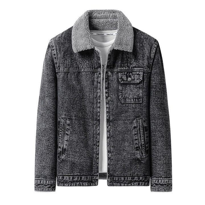 Kurtka męska koszulowa z denim z teddy lwwg i Sherpa kołnierzem