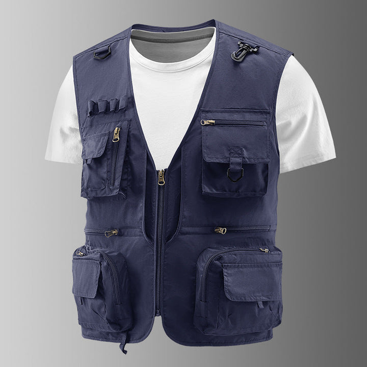 Męska Multifunctional outdoorowy utility kamizelka z numerous zamkiem kieszeniami, D-rwg i carabwer