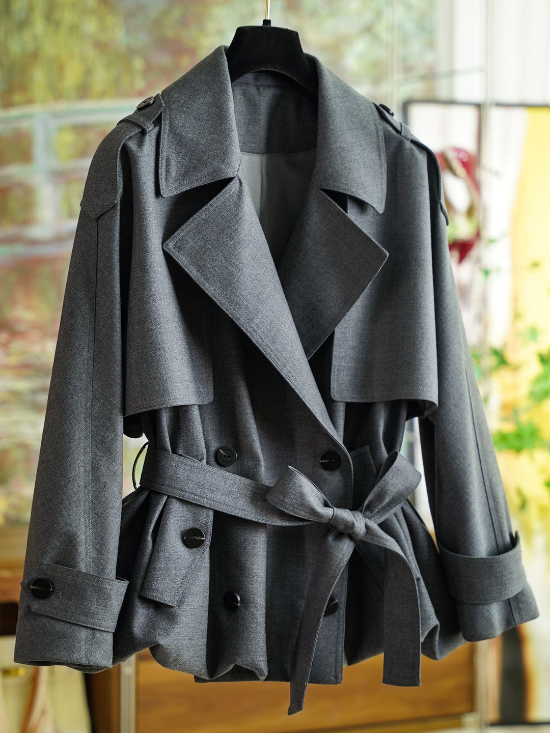 Damska Stylish trencz z Waist paskiem Lumaza