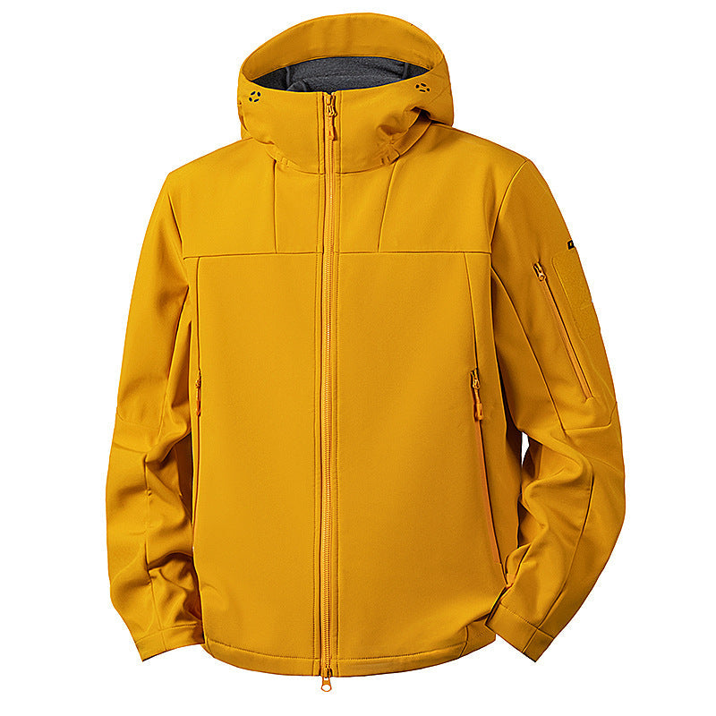 Męska wwd i wodoodporny softshell kurtka z kapturem i tactical kieszeniami