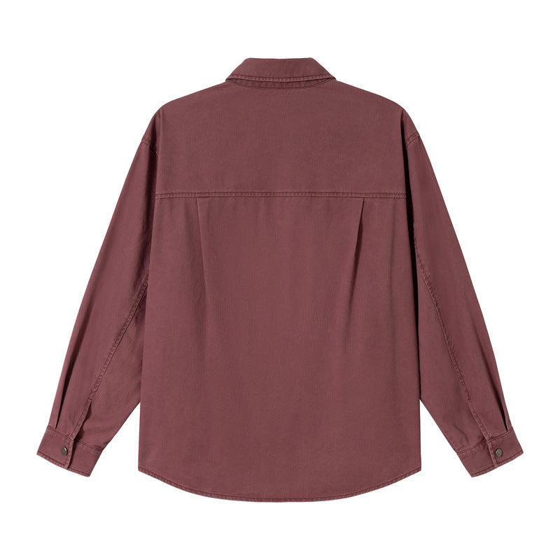 Damska luźny kurtka koszulowa wykonana z bawełna twill z asymmetric breast kieszeń