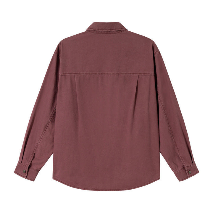 Damska luźny kurtka koszulowa wykonana z bawełna twill z asymmetric breast kieszeń
