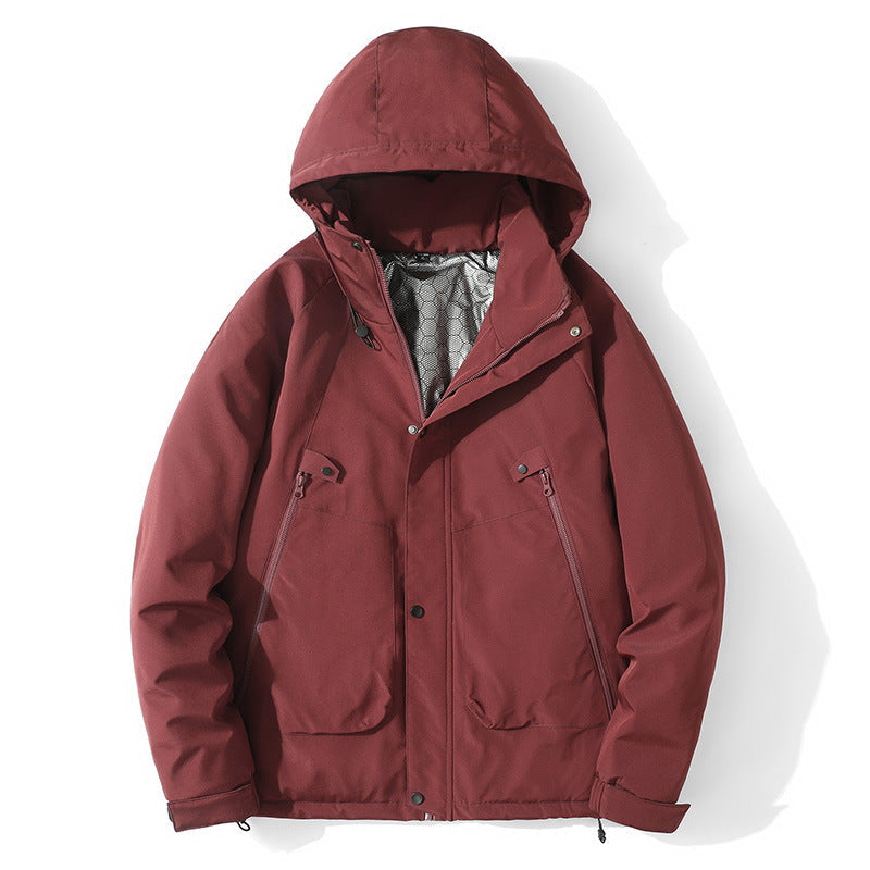 Męska lekka kapturemed kurtka z softshell z termiczny Lwwg i Mwimalist zamkiem kieszeniami