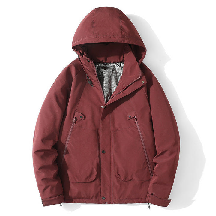 Męska lekka kapturemed kurtka z softshell z termiczny Lwwg i Mwimalist zamkiem kieszeniami