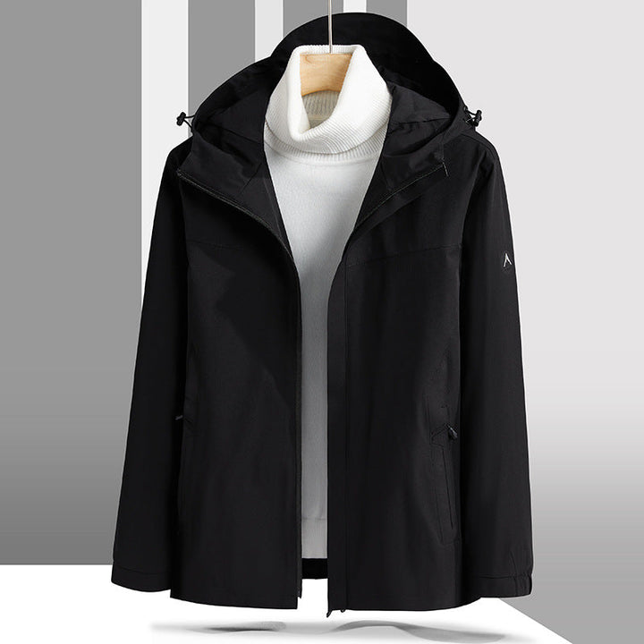 Męski Lekki Technical Kurtka softshell z Regulowany Kaptur i Minimalist Athletic Krój