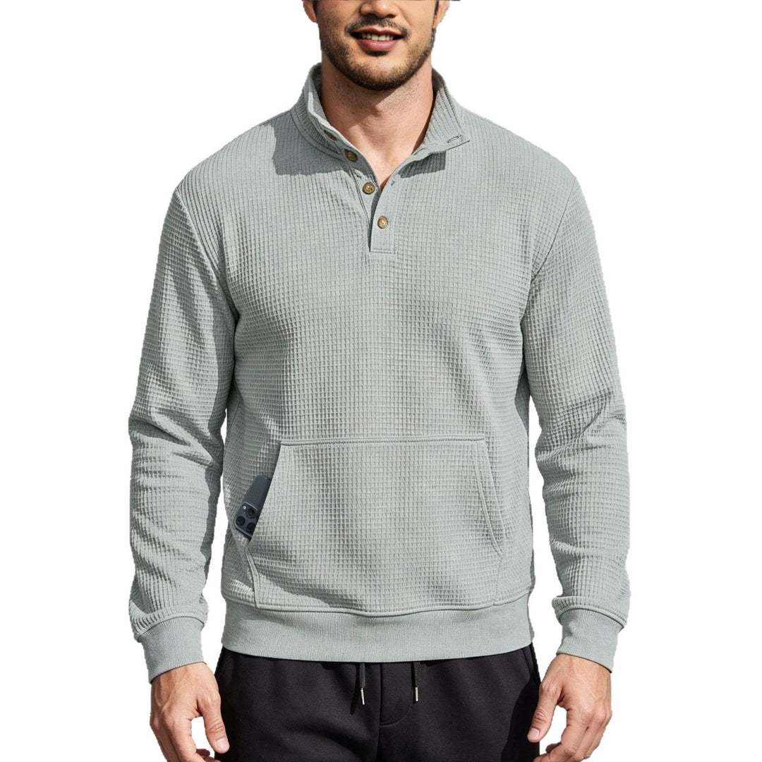 Męska Moda Sport Sweter z Listwa guzikowa