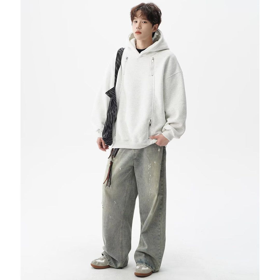 Męska Miejski Oversize Bluza z kapturem z Zippers