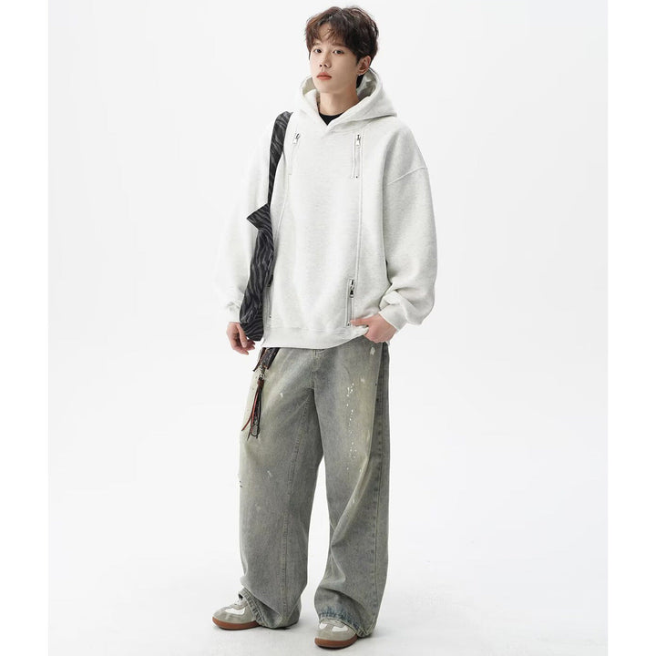 Męska Miejski Oversize Bluza z kapturem z Zippers