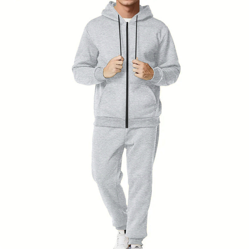 Męska two-piece bluza z zamkiem i kapturem i tapered jogging spodnie wykonana z French Terry
