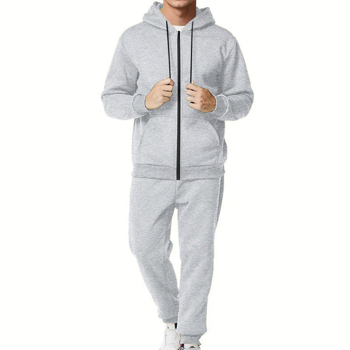 Męska two-piece bluza z zamkiem i kapturem i tapered jogging spodnie wykonana z French Terry
