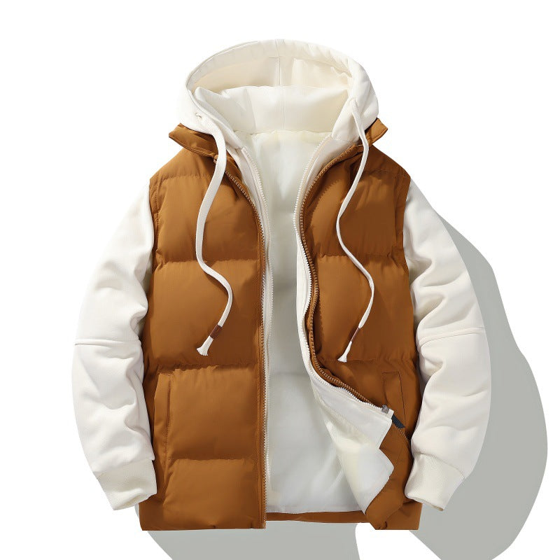 Męska two-layer z kapturem kurtka pikowana z detachable padding i miękki rękaw panels