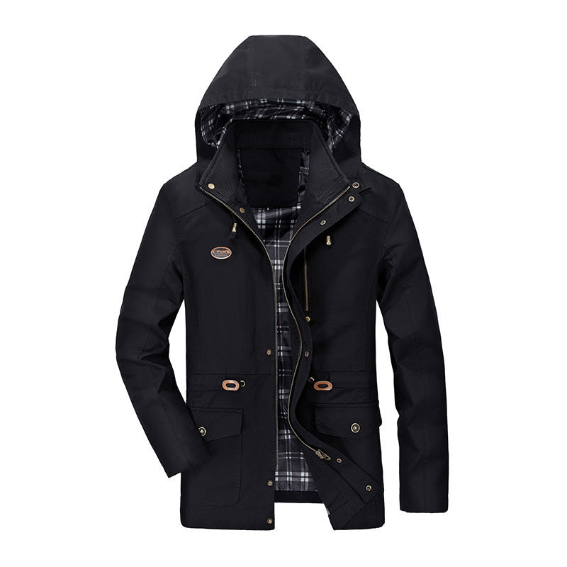 Męski Miejski Transitional Parka z Checked Podszewka, Ukryty Zamek, i Multi-funkcjonalny Kieszenie