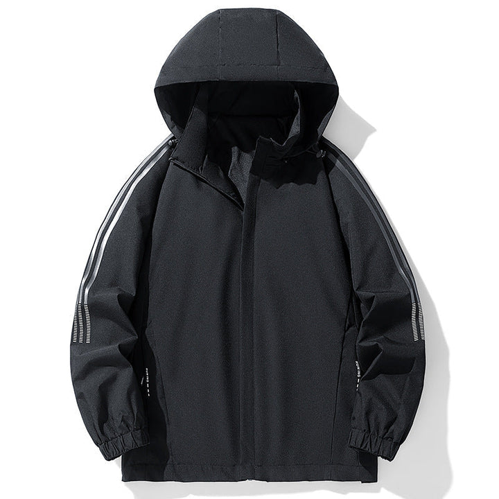 Kurtka przeciwdeszczowa męska z regulowanym kapturem - do aktywności sportowej