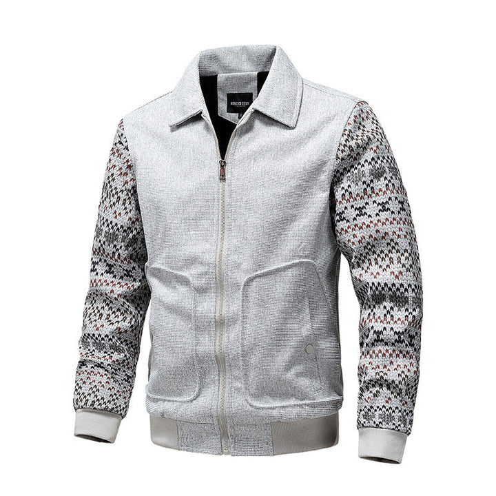 Męski zip-up knit kurtka z Norwegian rękawy