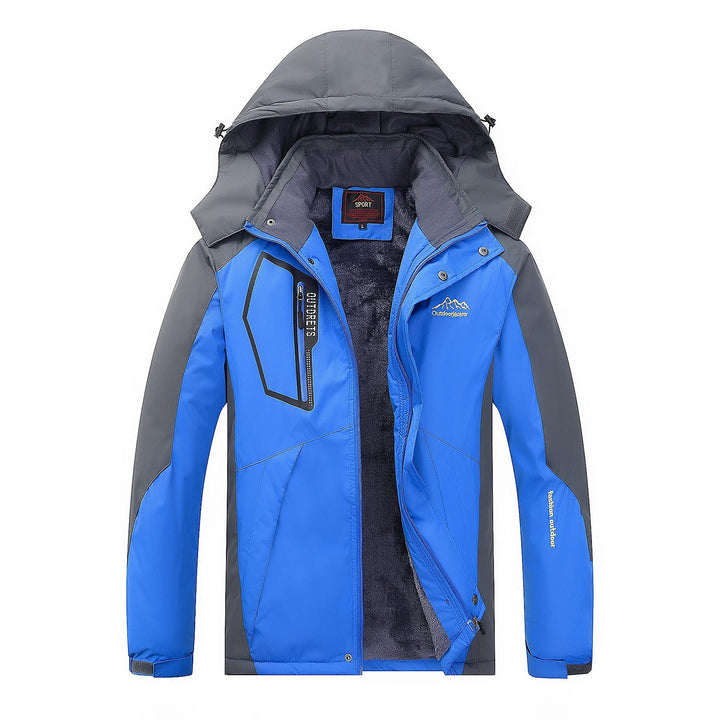 Męski wodoodporny outdoorowy kurtka z polar teddy podszewka, regulowany kaptur, i multifunction kieszenie