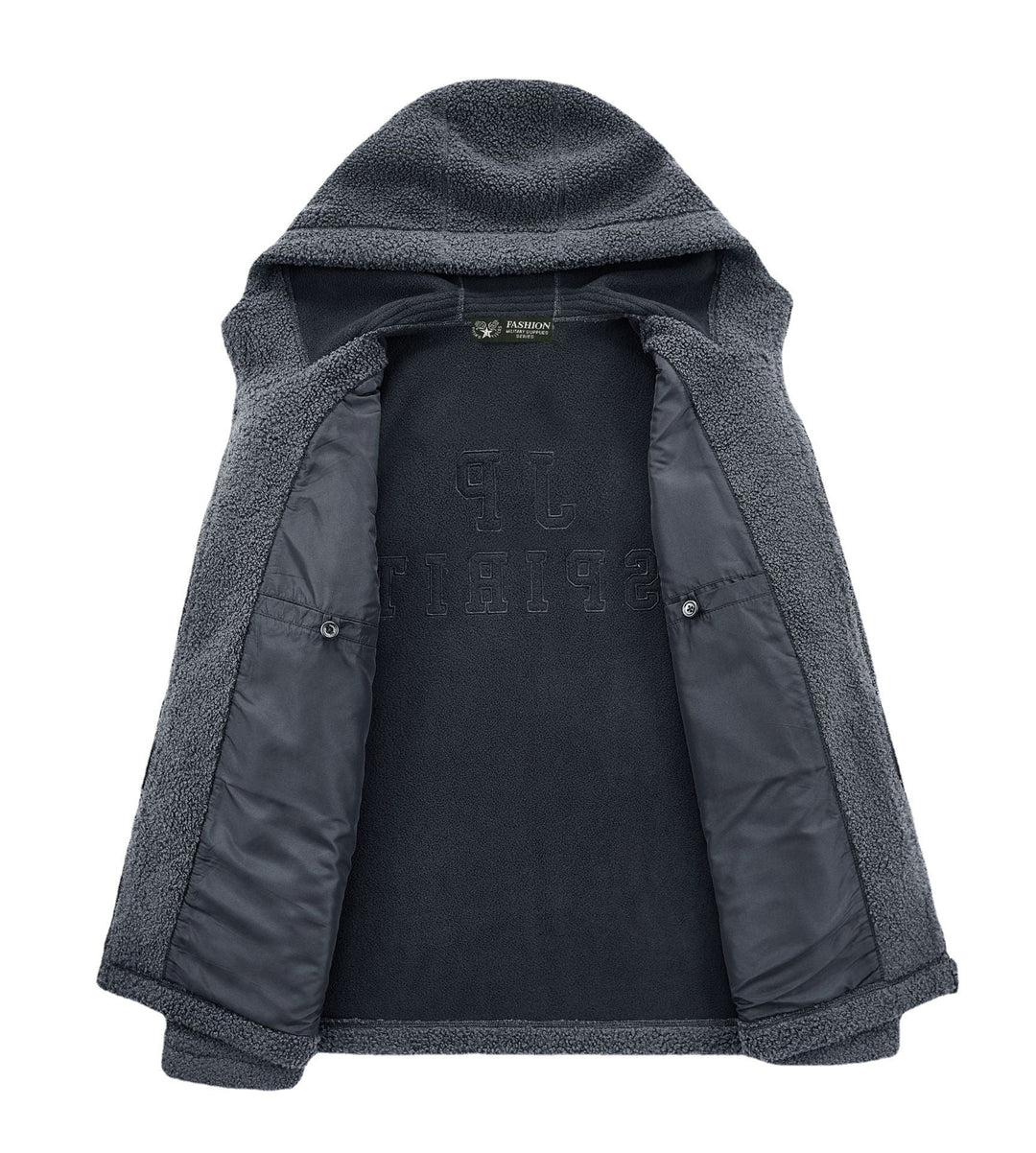 Męska Sherpa-Polar Zip-Up Bluza z kapturem z Zamek i Klatka piersiowa Kieszeń