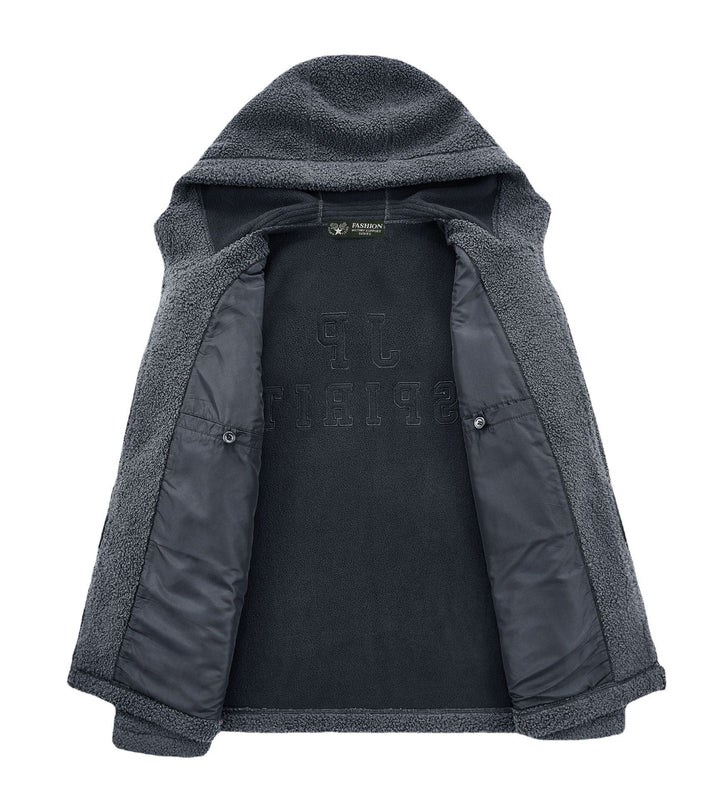 Męska Sherpa-Polar Zip-Up Bluza z kapturem z Zamek i Klatka piersiowa Kieszeń