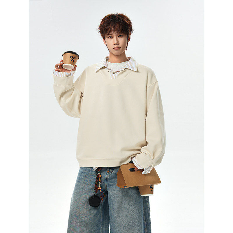 Męska Oversize Bluza z V-Notch Kołnierz i Drop Shoulder