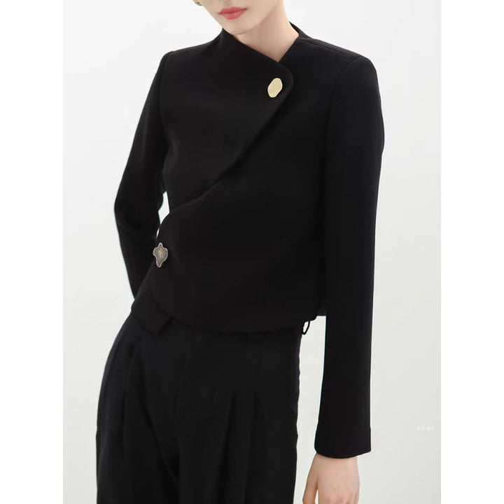 Damska elegancka krótka marynarka kurtka z asymmetric cut Lumaza