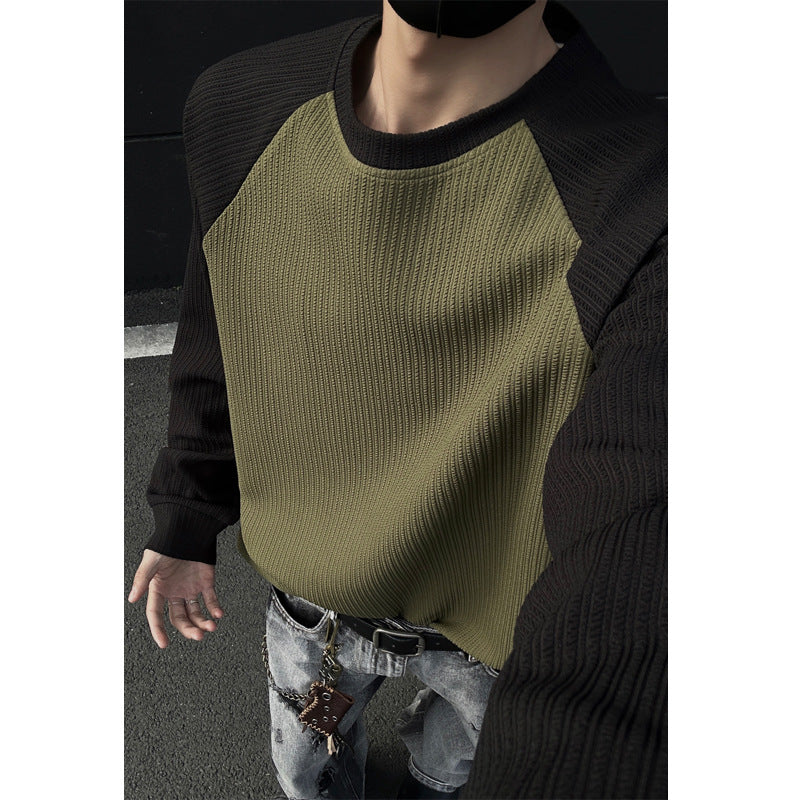 Męska Sportowa Raglanowy Sweter z Structure