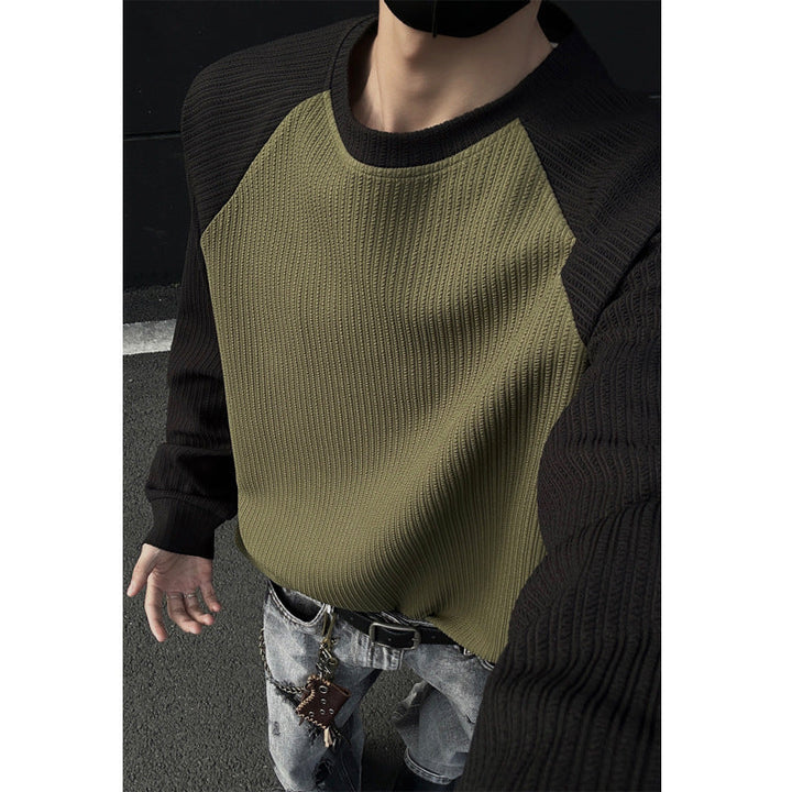 Męska Sportowa Raglanowy Sweter z Structure