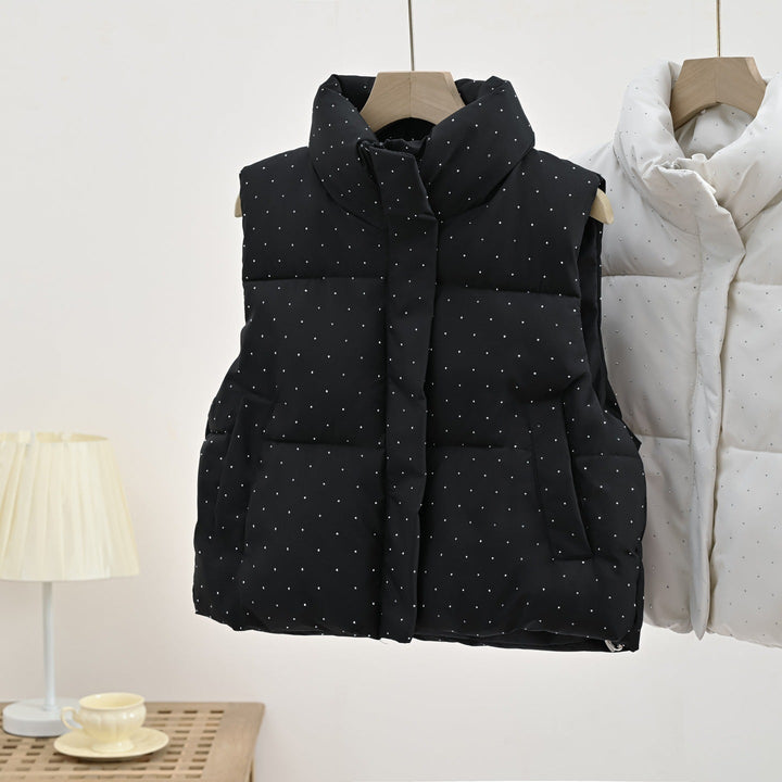 Damska Insulated Sleeveless Ocieplana Gilet z Pikowana Stójka