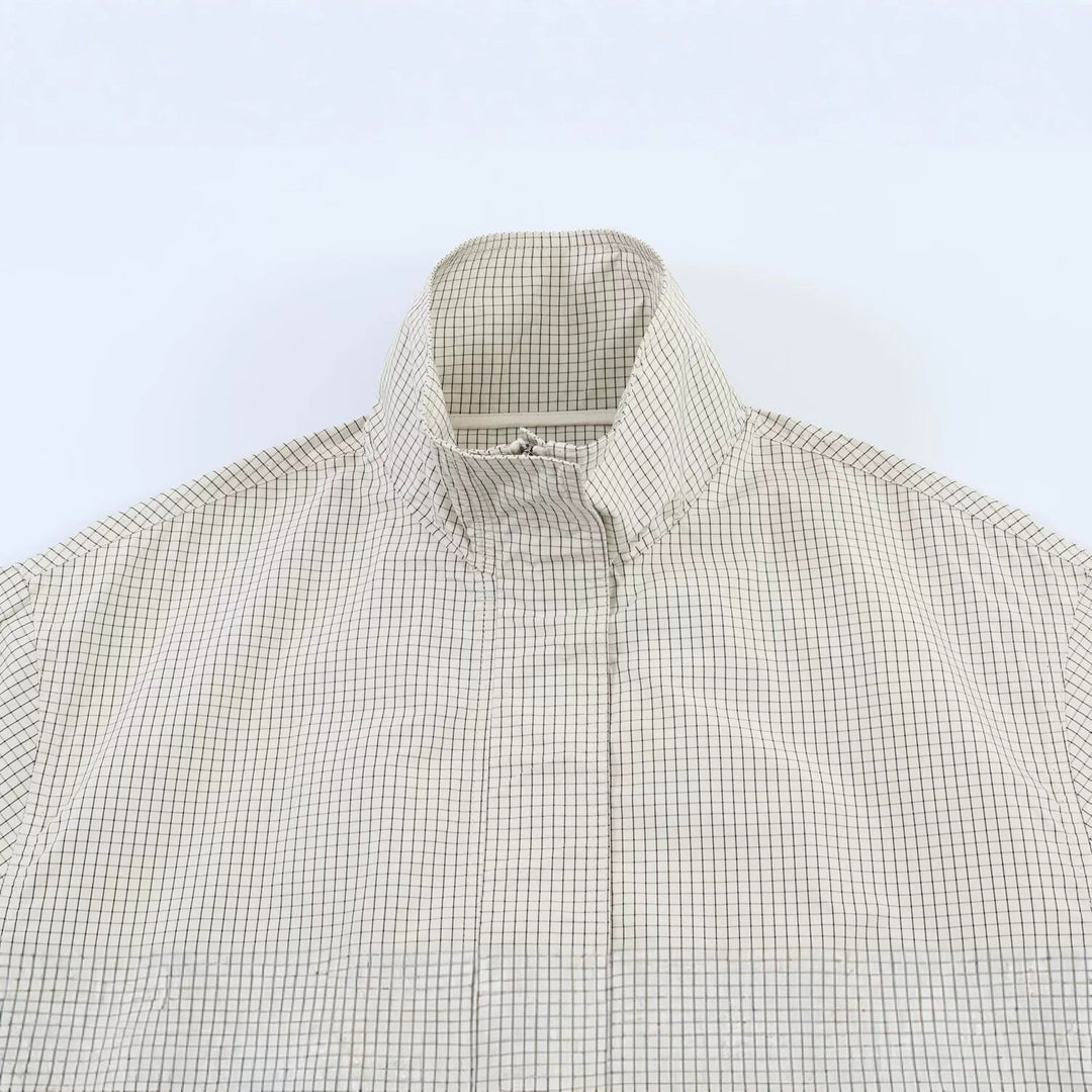 Damska krótka Windbreaker z ze stójką, Checkered Pattern i ściągaczem Lumaza