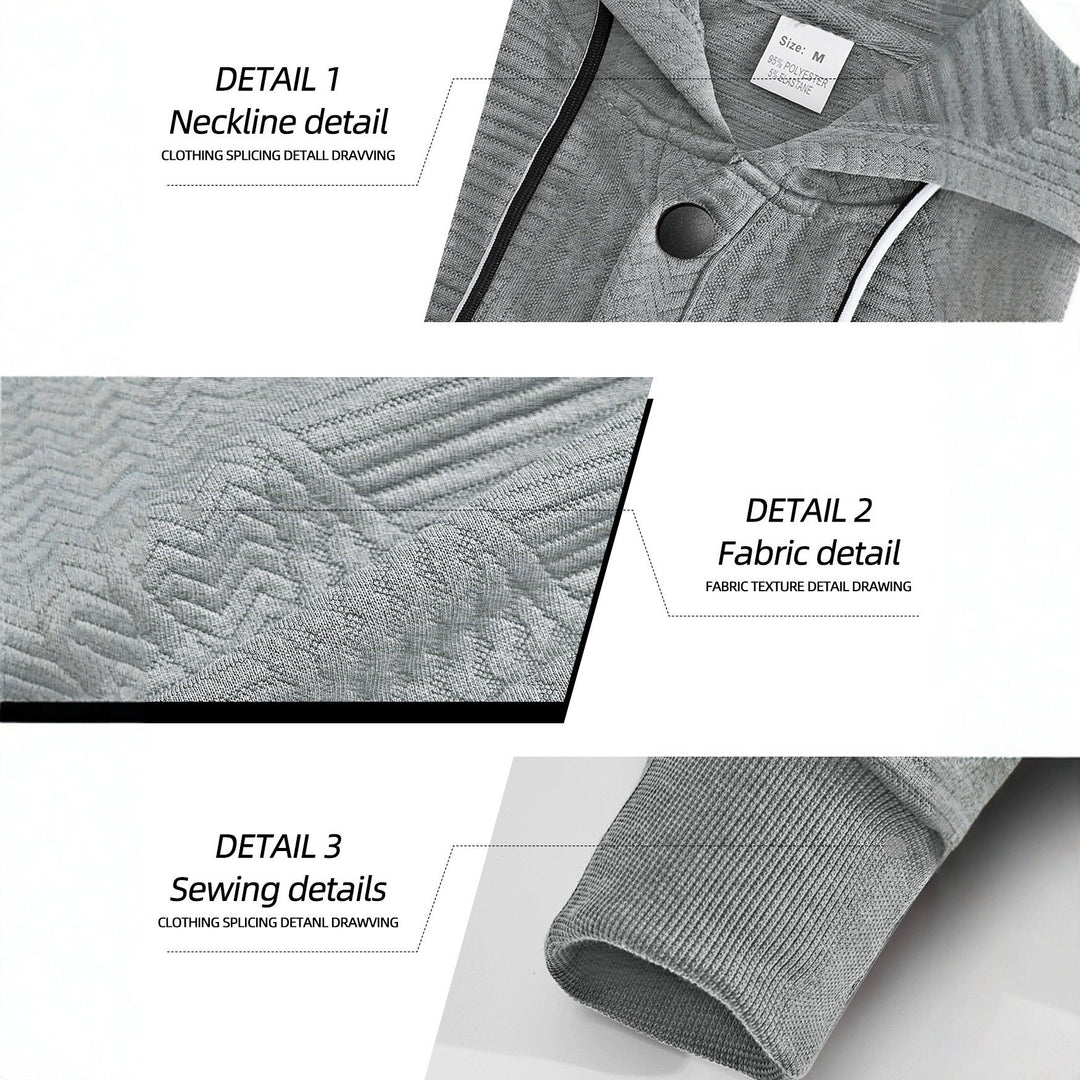 Męska z kapturem bluza z geometryczny structure, Henley listwa, i kieszeń kangurka