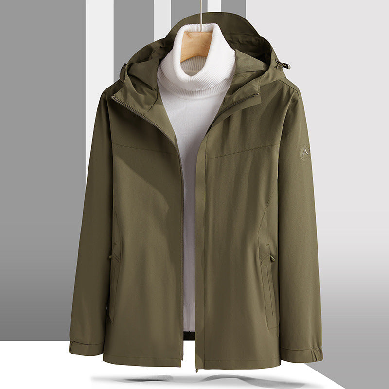 Męski Lekki Technical Kurtka softshell z Regulowany Kaptur i Minimalist Athletic Krój