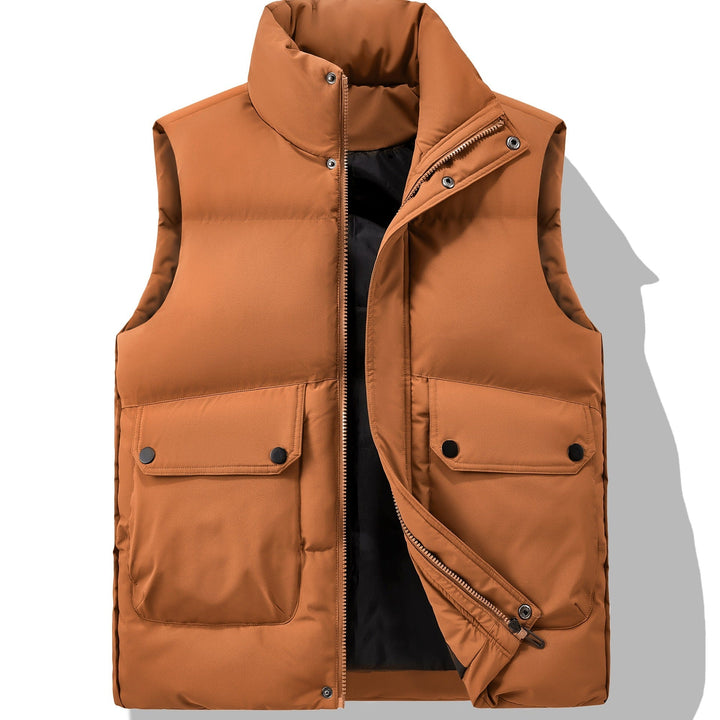 Kamizelka pikowana męska ze stójką, z praktycznymi kieszeniami - na sezon przejściowy