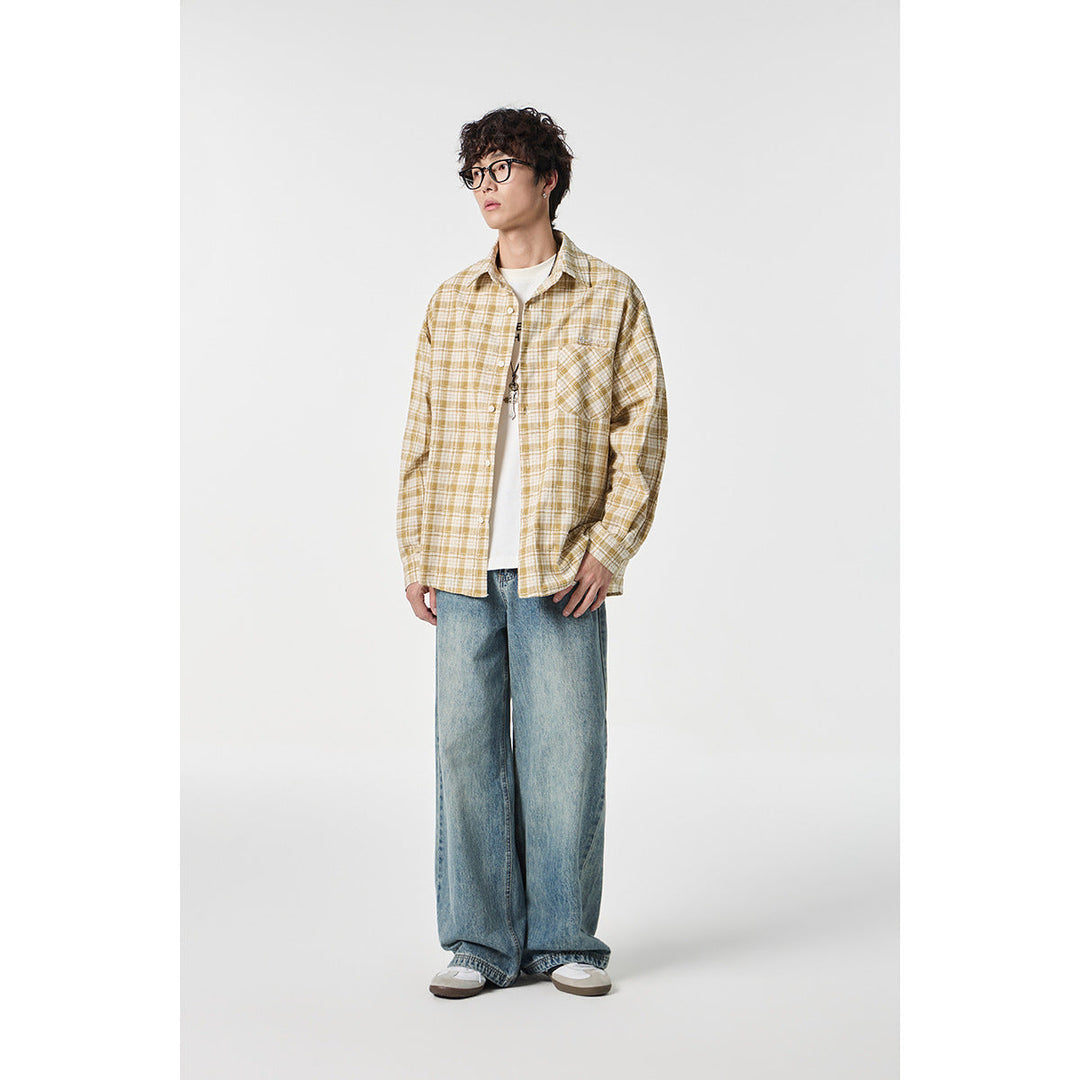 Unisex Oversize Kratka Kurtka koszulowa wykonana z Lekka bawełna mieszanka z patch klatka piersiowa kieszeń