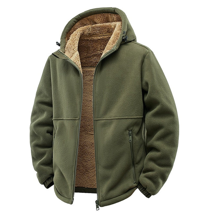 Męska Ocieplana Teddy Polar Bluza z kapturem z Dwukierunkowy zamek &amp; Kieszenie na zamek