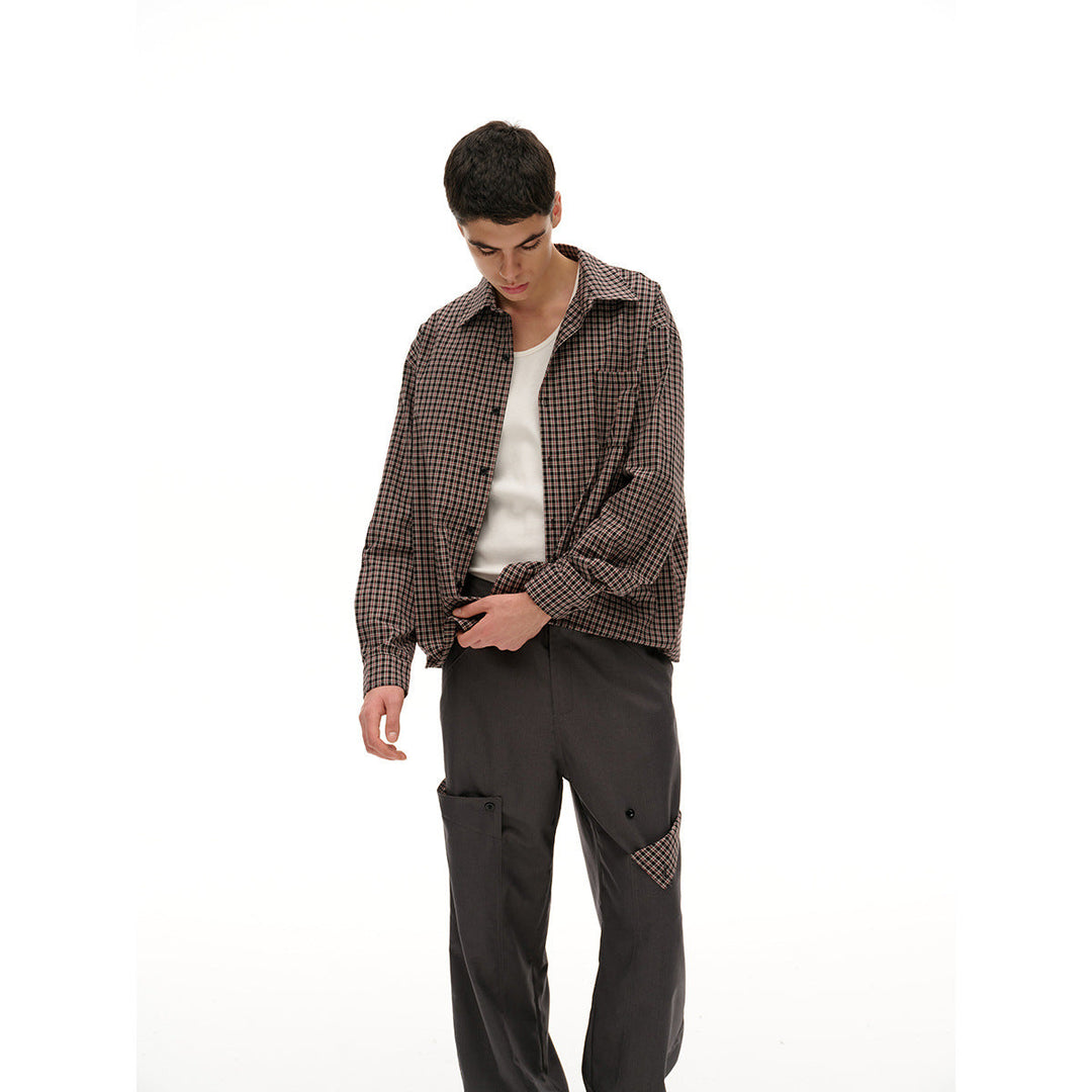 Unisex Straight Overshirt Kurtka w Delikatna Wzór w kratę