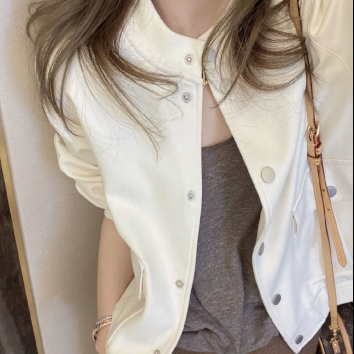 Damska Fashionable Transitional kurtka z Snap guzikami i codzienna Cut Lumaza