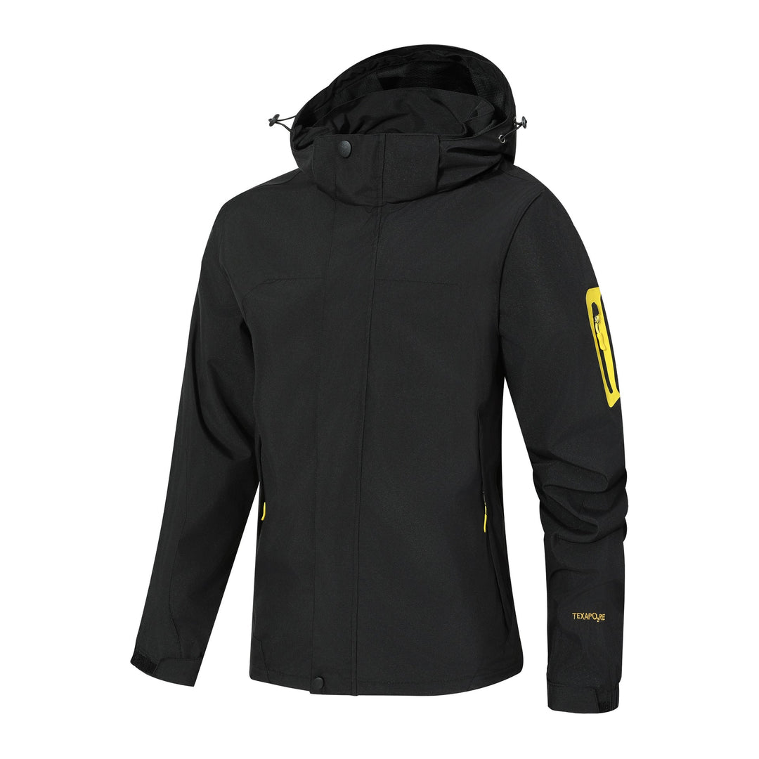 Męska wodoodporna kurtka softshell outdoorowy z kapturem, rękaw zamkiem kieszenią i wiatroszczelna membrana