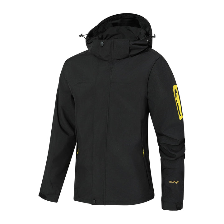 Męska wodoodporna kurtka softshell outdoorowy z kapturem, rękaw zamkiem kieszenią i wiatroszczelna membrana