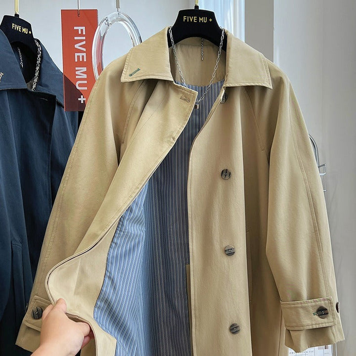 Damska oversize trencz z Raglan rękawami, Concealed guzikami listwą &amp; regulowanym Cuffs Lumaza