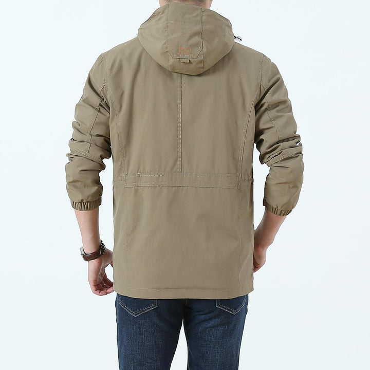 Męski Utility Kurtka field z Kaptur, Multifunction Kieszenie i Drawstring Waist