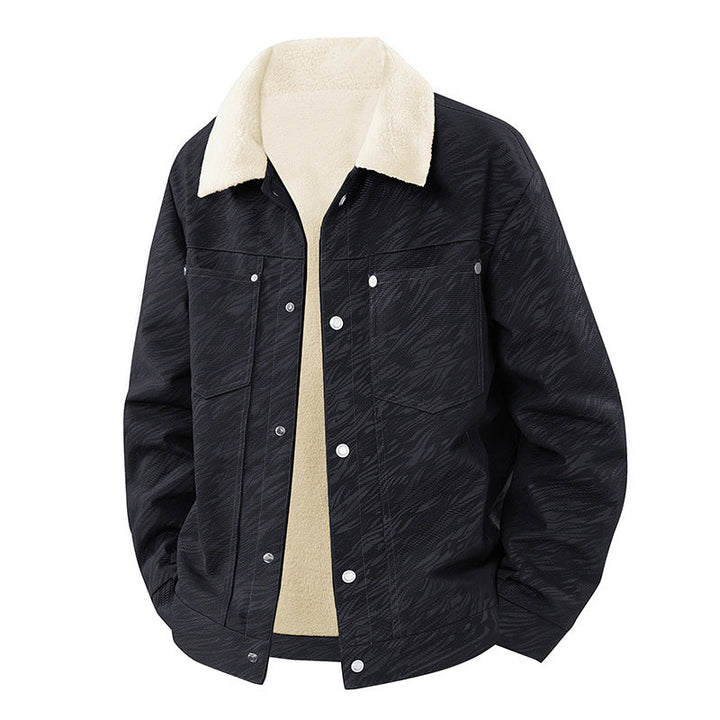 Męski Casual Sherpa-Lined Trucker Kurtka z Kołnierz z imitacji futra