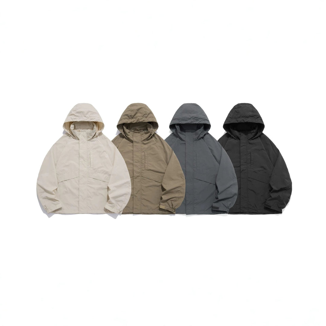 Unisex Szeroki wodoodporna z kapturem parka z ukryty zamek flap i kieszenie z klapkami