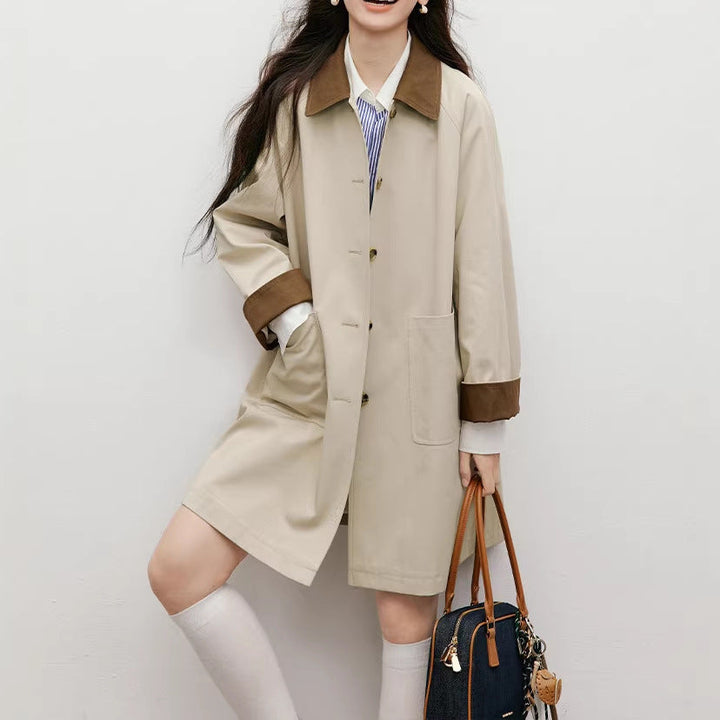 Damska Fashionable Transitional kurtka z kontrastowy kołnierzem Lumaza