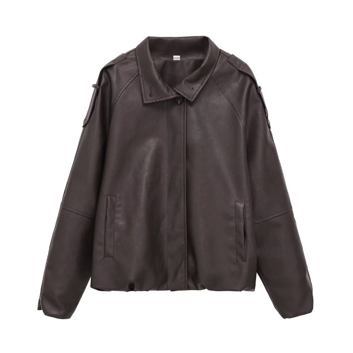 Damska krótka kurtka made of vegan skórzany wygląd in boxy oversize cut Lumaza